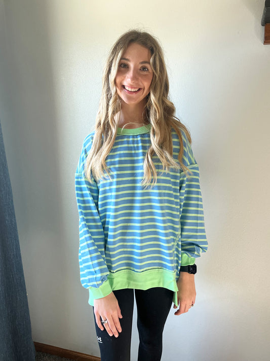 Stripe Low Pullover Tunic Long Sleeve